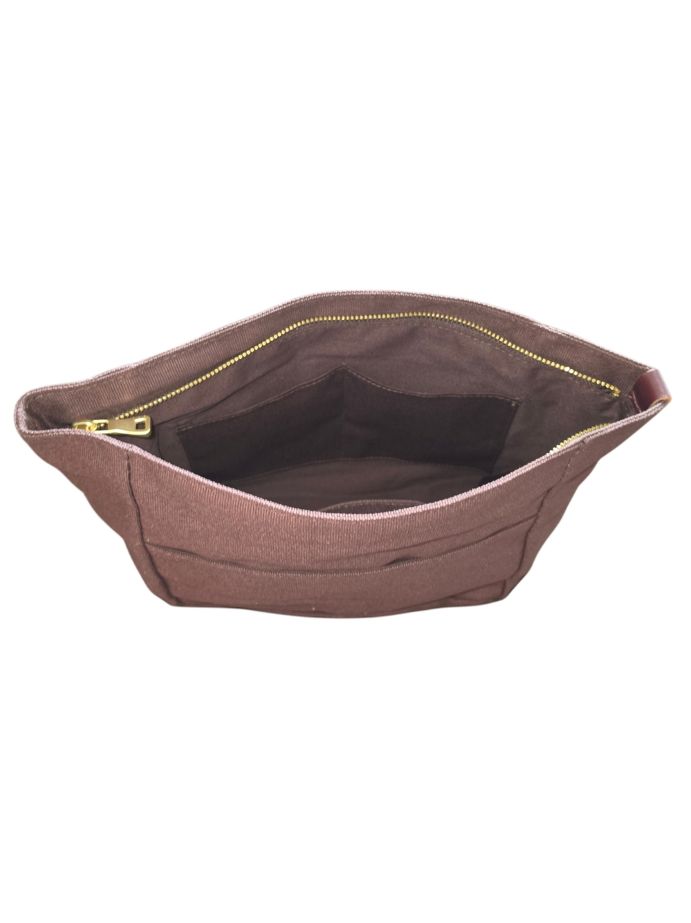 Portland Leather - Brand New Medium Brown Canvas Purse Organizer with Zippee
